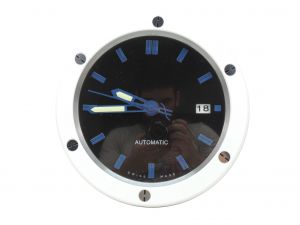 Relógio Parede Decorativo Grande Sem Barulho Inox Hublot - Branco/Preto Relógio Parede Decorativo Grande Sem Barulho Inox Hublot - Branco/Preto