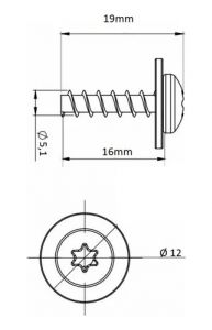 50 Parafuso Automotivo Universal Torx 5,1x16mm Ford Volks 50 Parafuso Automotivo Universal Torx 5,1x16mm Ford Volks