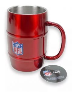 Caneca Chopp NFL Vermelha Aço Inox Barril 500ML Metal Mug Caneca Chopp NFL Vermelha Aço Inox Barril 500ML Metal Mug