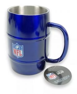 Caneca Chopp NFL Azul Aço Inox Barril 500ML Metal Mug Caneca Chopp NFL Azul Aço Inox Barril 500ML Metal Mug
