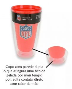 Copo Cerveja NFL Vermelho 450 ML Parede Dupla Copo Cerveja NFL Vermelho 450 ML Parede Dupla