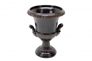 Vaso Urna Com Alça Dupla Borda Canelada e Detalhes Em Relevo na Cor Marrom Vaso Urna Com Alça Dupla Borda Canelada e Detalhes Em Relevo na Cor Marrom