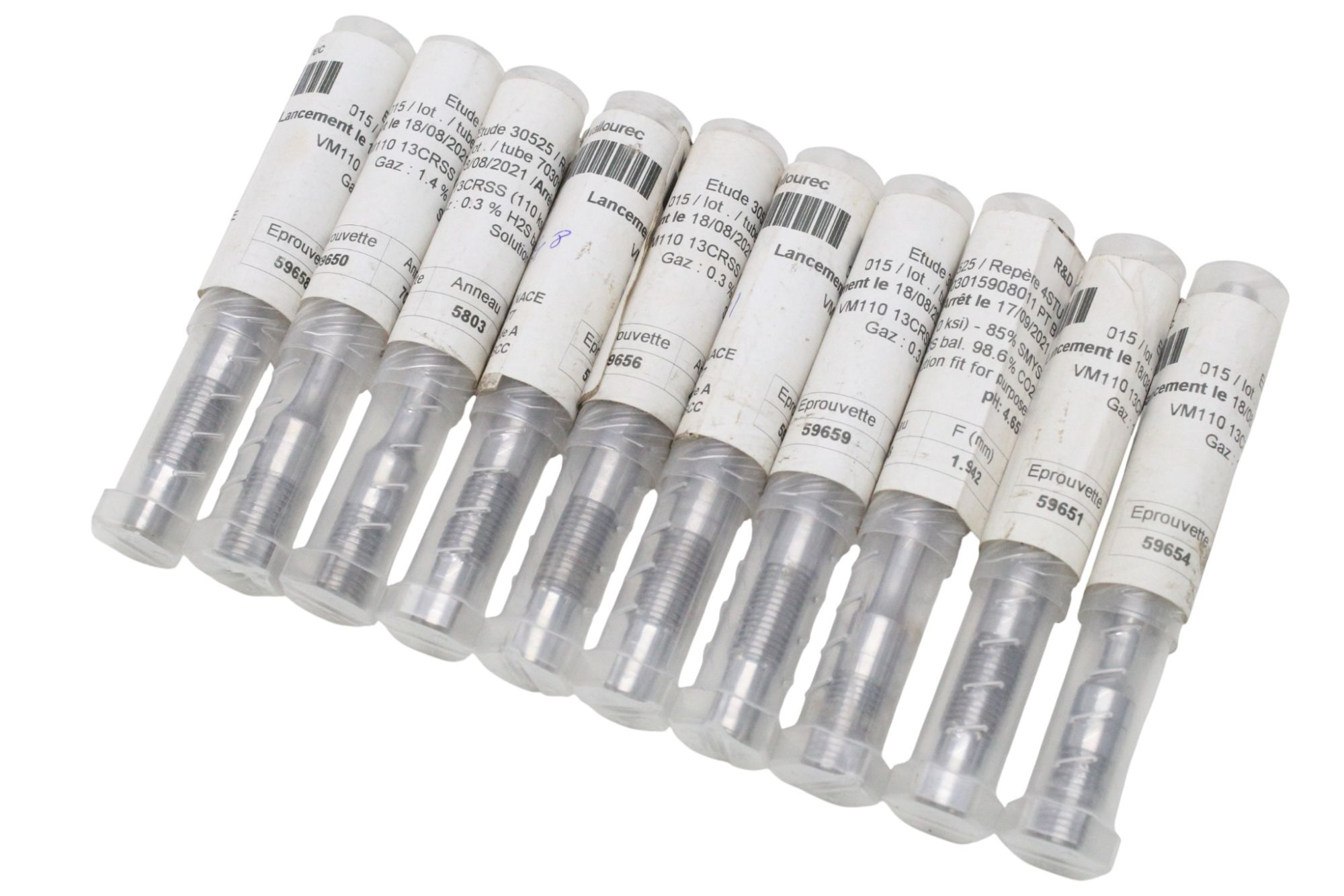 Lote 10 Corpos de Prova Vallourec Série NACE TM0177 13CRSS F Lote 10 Corpos de Prova Vallourec Série NACE TM0177 13CRSS F