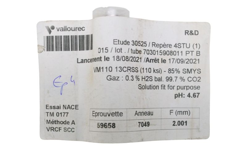 Lote 10 Corpos de Prova Vallourec Série NACE TM0177 13CRSS F Lote 10 Corpos de Prova Vallourec Série NACE TM0177 13CRSS F
