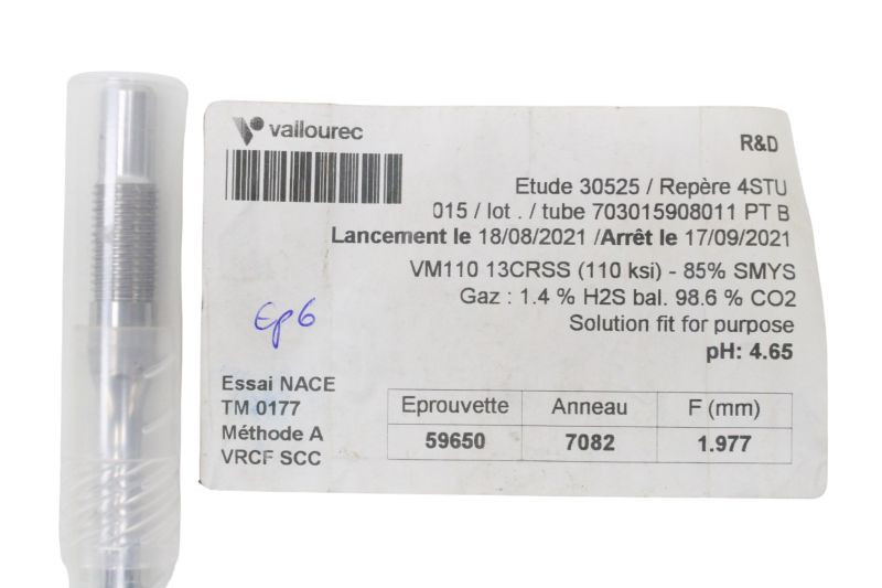 Lote 10 Corpos de Prova Vallourec Série NACE TM0177 13CRSS F Lote 10 Corpos de Prova Vallourec Série NACE TM0177 13CRSS F