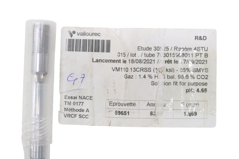 Lote 10 Corpos de Prova Vallourec Série NACE TM0177 13CRSS F Lote 10 Corpos de Prova Vallourec Série NACE TM0177 13CRSS F