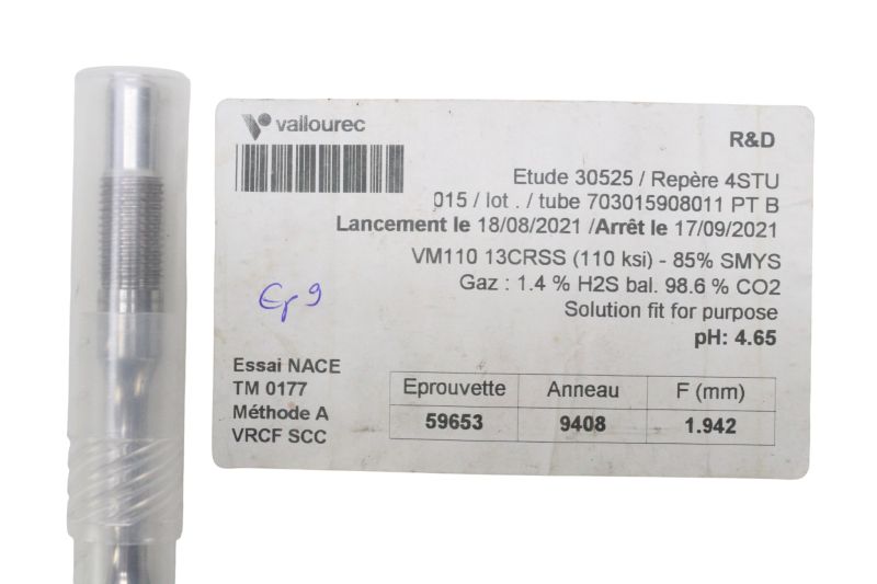 Lote 10 Corpos de Prova Vallourec Série NACE TM0177 13CRSS F Lote 10 Corpos de Prova Vallourec Série NACE TM0177 13CRSS F