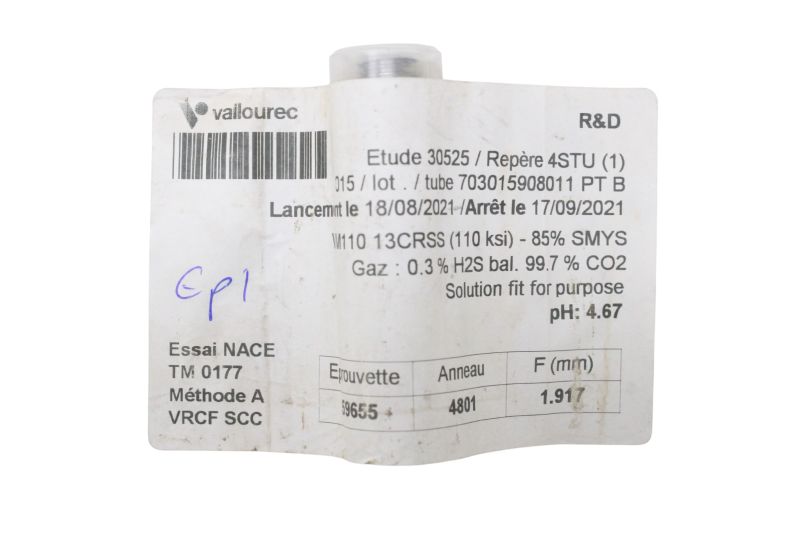 Lote 10 Corpos de Prova Vallourec Série NACE TM0177 13CRSS F Lote 10 Corpos de Prova Vallourec Série NACE TM0177 13CRSS F