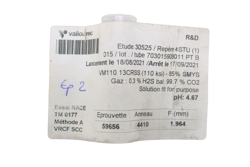 Lote 10 Corpos de Prova Vallourec Série NACE TM0177 13CRSS F Lote 10 Corpos de Prova Vallourec Série NACE TM0177 13CRSS F