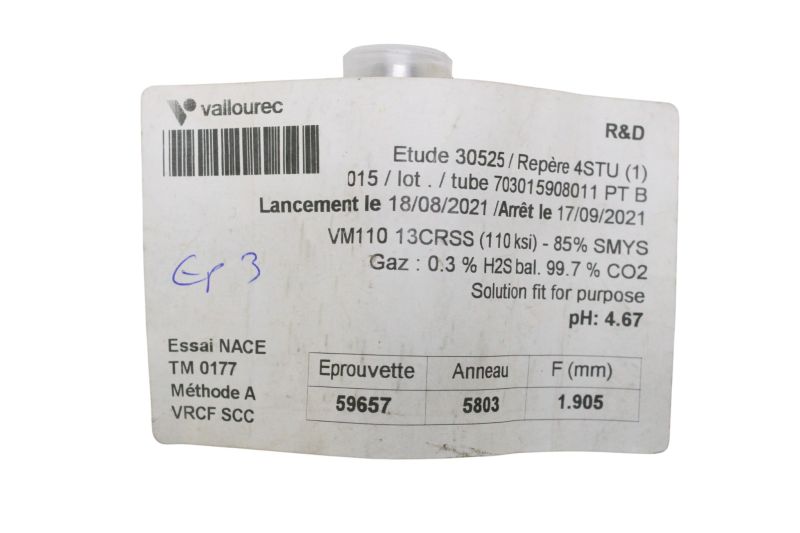 Lote 10 Corpos de Prova Vallourec Série NACE TM0177 13CRSS F Lote 10 Corpos de Prova Vallourec Série NACE TM0177 13CRSS F