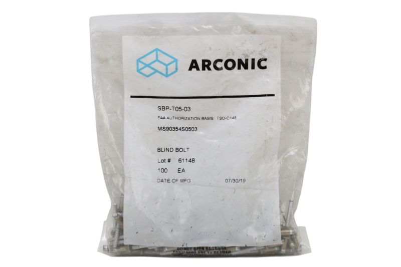 Pacote 100 Parafusos Cegos Arconic SBP-T05-03 MS90354S0503 Pacote 100 Parafusos Cegos Arconic SBP-T05-03 MS90354S0503