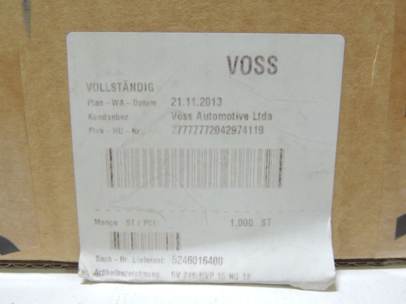 Par Válvula Autovedante VOSS SV246 RVP15 NG12 Inserto Conector Alta Pressão Hidráulica/Pneumática Par Válvula Autovedante VOSS SV246 RVP15 NG12 Inserto Conector Alta Pressão Hidráulica/Pneumática