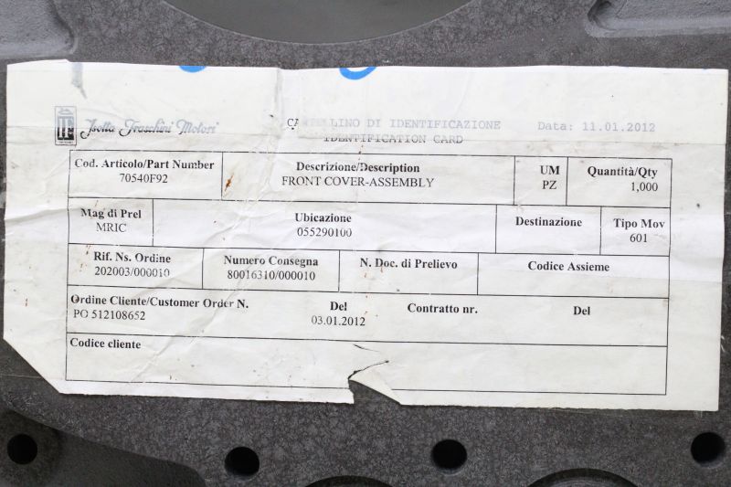 Isotta Fraschini 70540F92 Front Cover Assembly (V1712 T2 ME) Isotta Fraschini 70540F92 Front Cover Assembly (V1712 T2 ME)